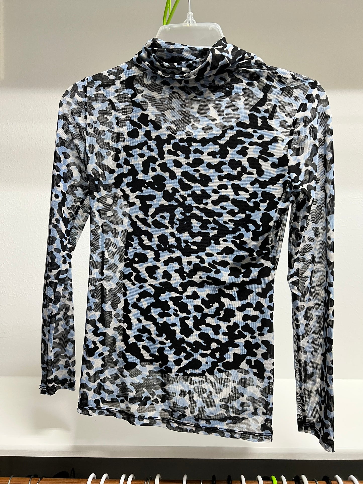 White House Black Market Sheer Turtleneck with Animal pattern