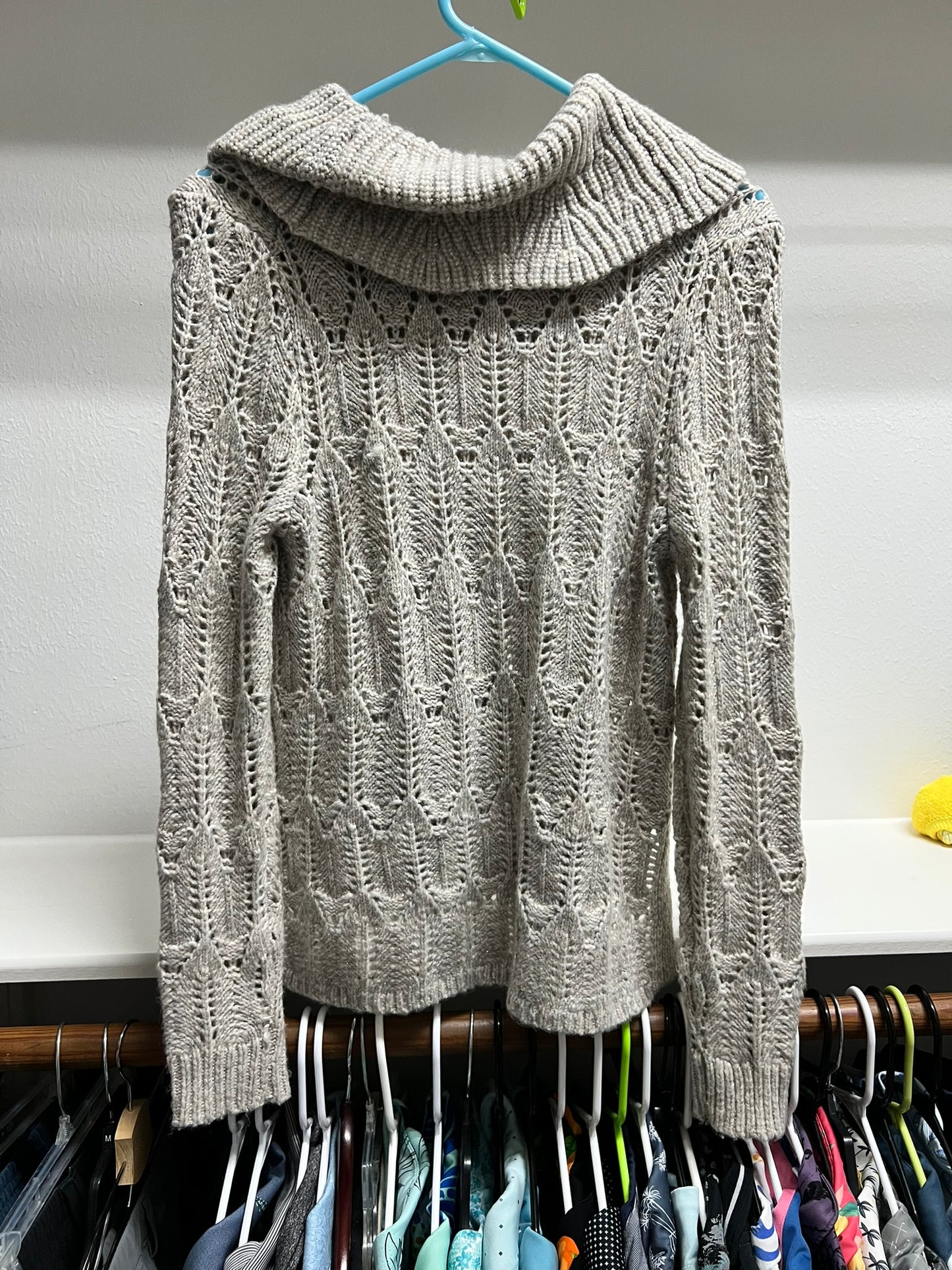 White House Black Market Thick Gray Sweater with Oversized Turtleneck