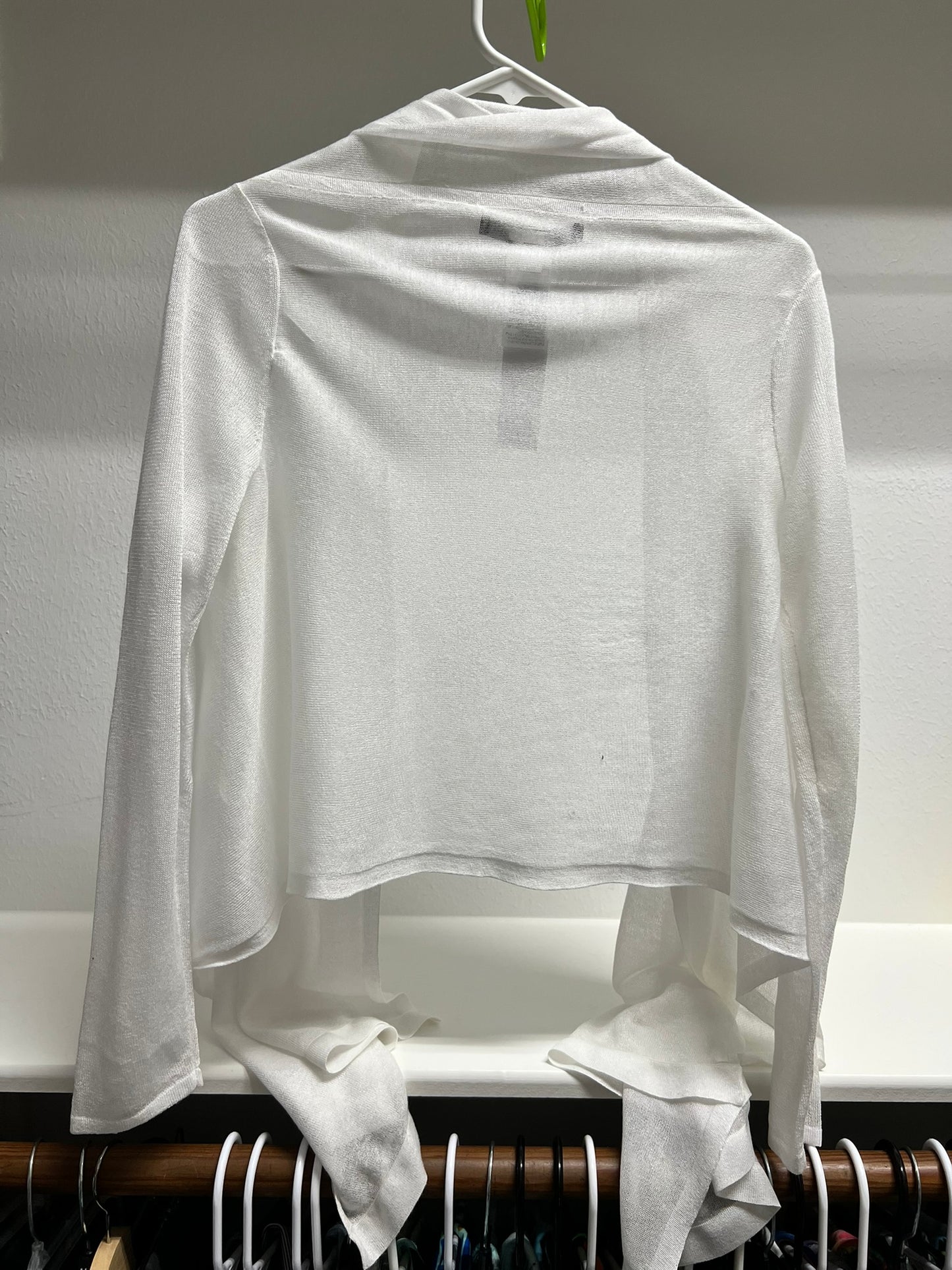 White House Black Market Sheer White Long-sleeved Shrug