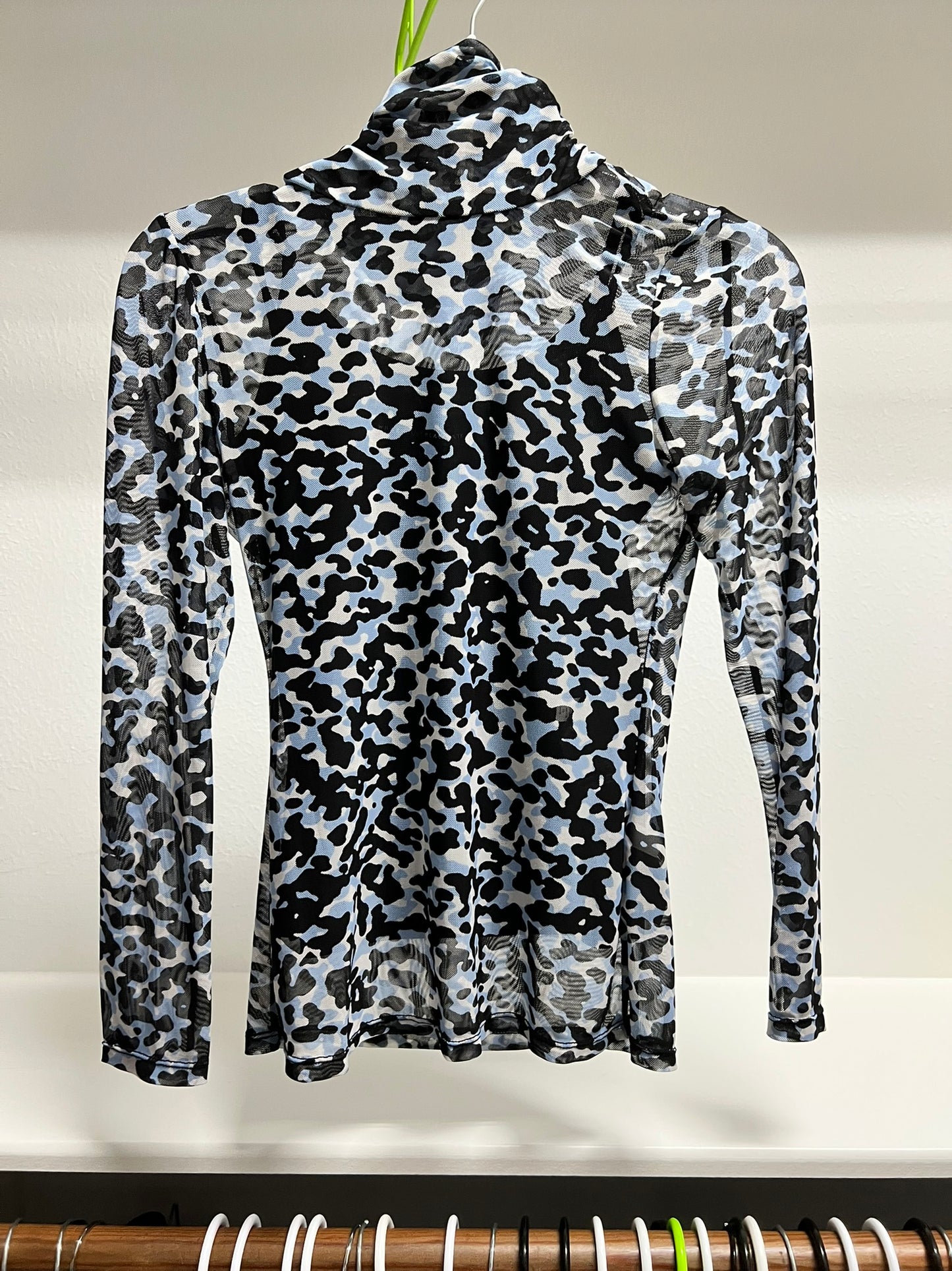 White House Black Market Sheer Turtleneck with Animal pattern