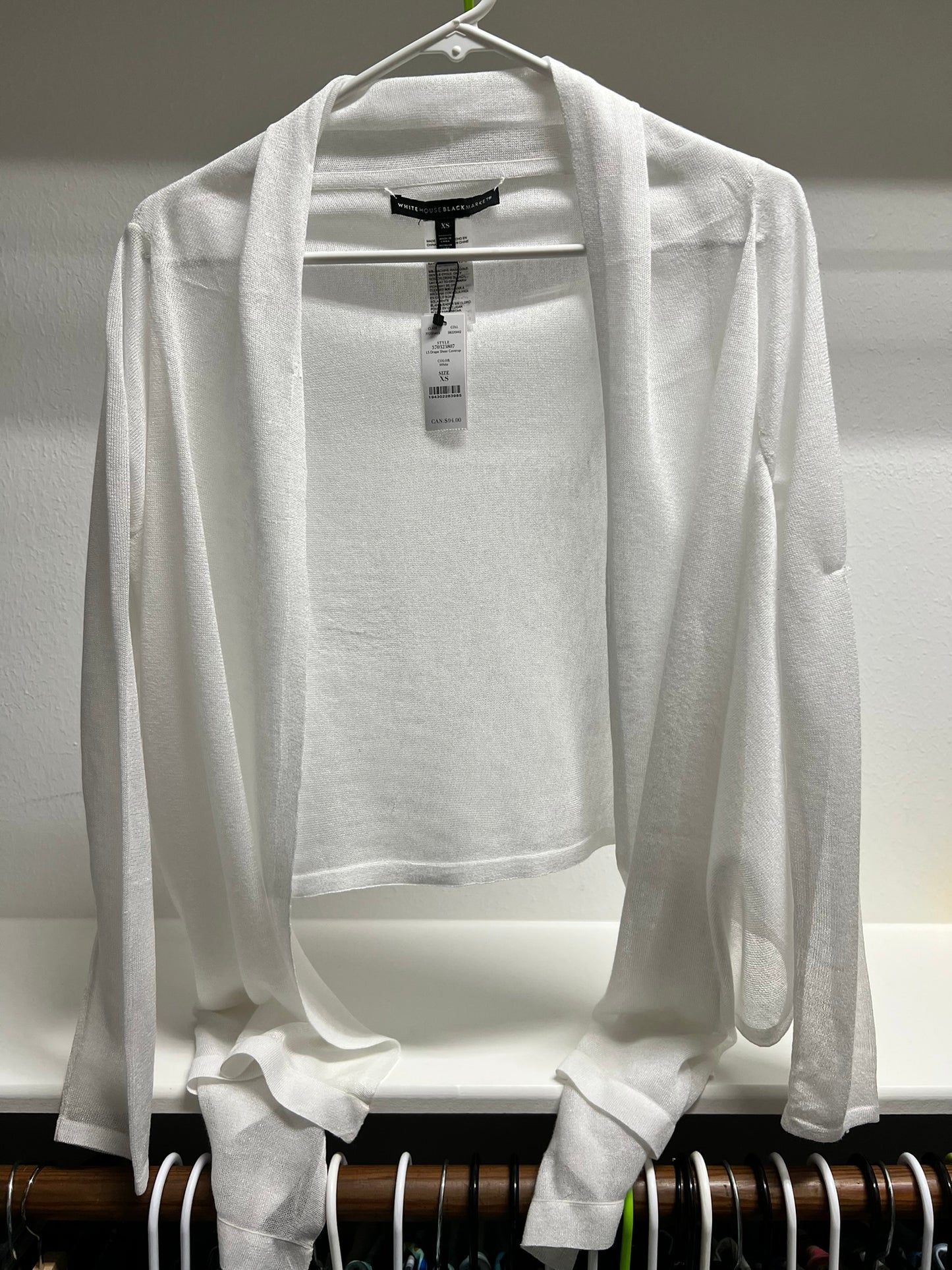 White House Black Market Sheer White Long-sleeved Shrug
