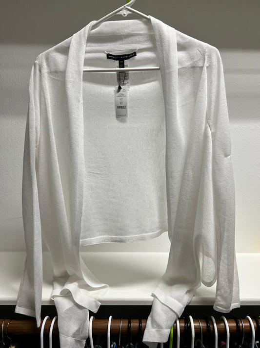 White House Black Market Sheer White Long-sleeved Shrug