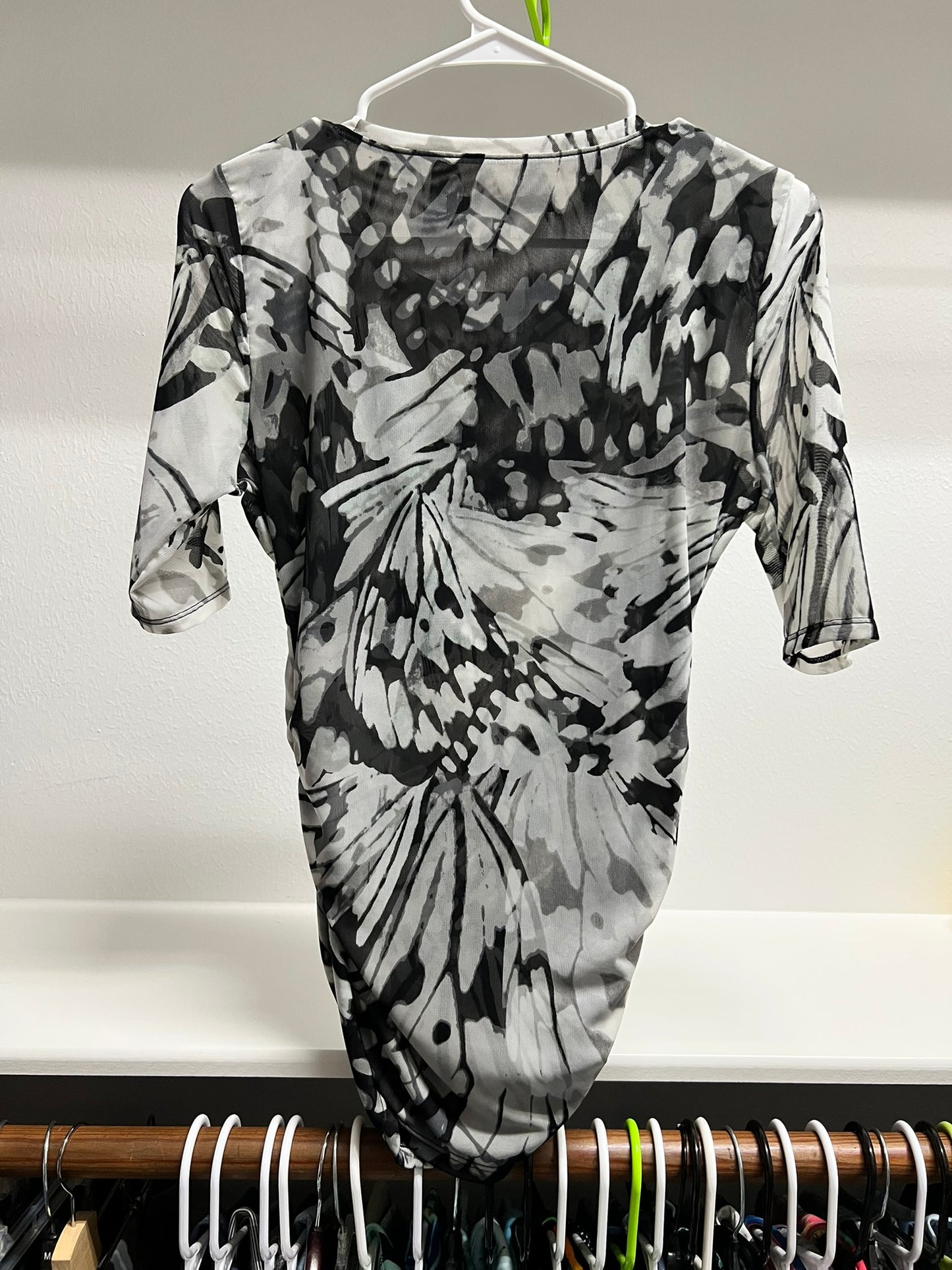 White House Black Market Black and White Patterened Blouse