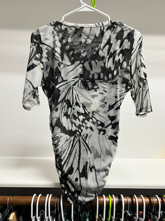 White House Black Market Black and White Patterened Blouse
