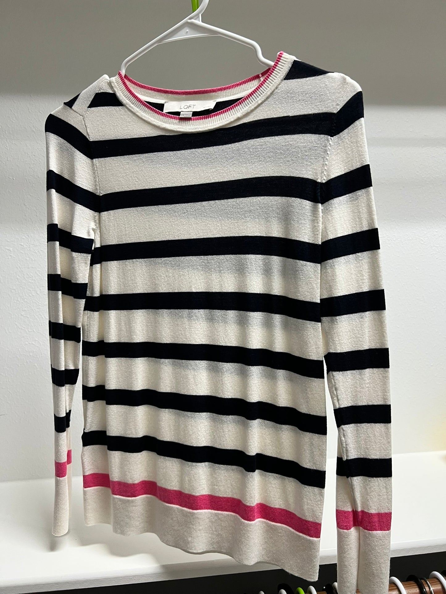 LOFT Long-sleeve Sweater with Black Stripes