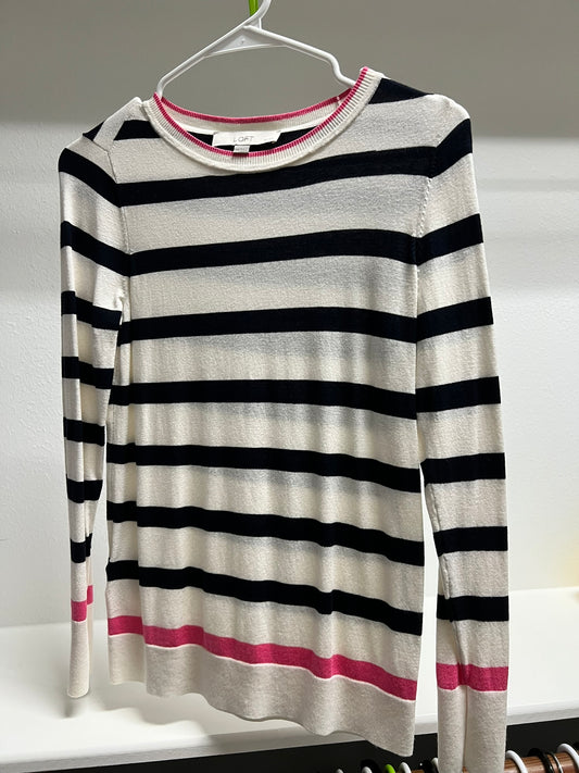 LOFT Long-sleeve Sweater with Black Stripes