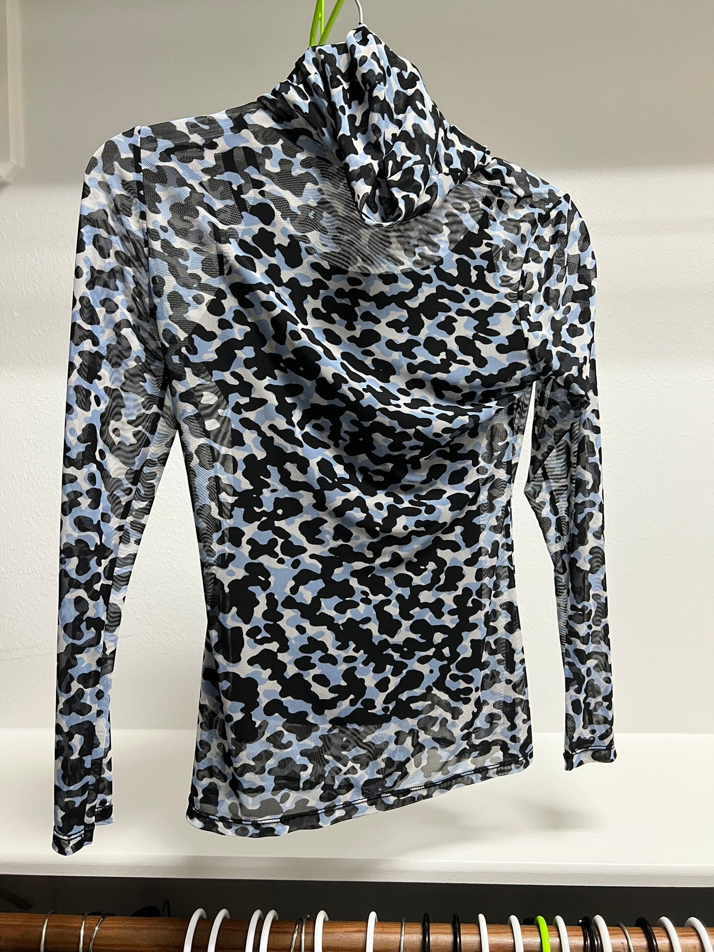 White House Black Market Sheer Turtleneck with Animal pattern