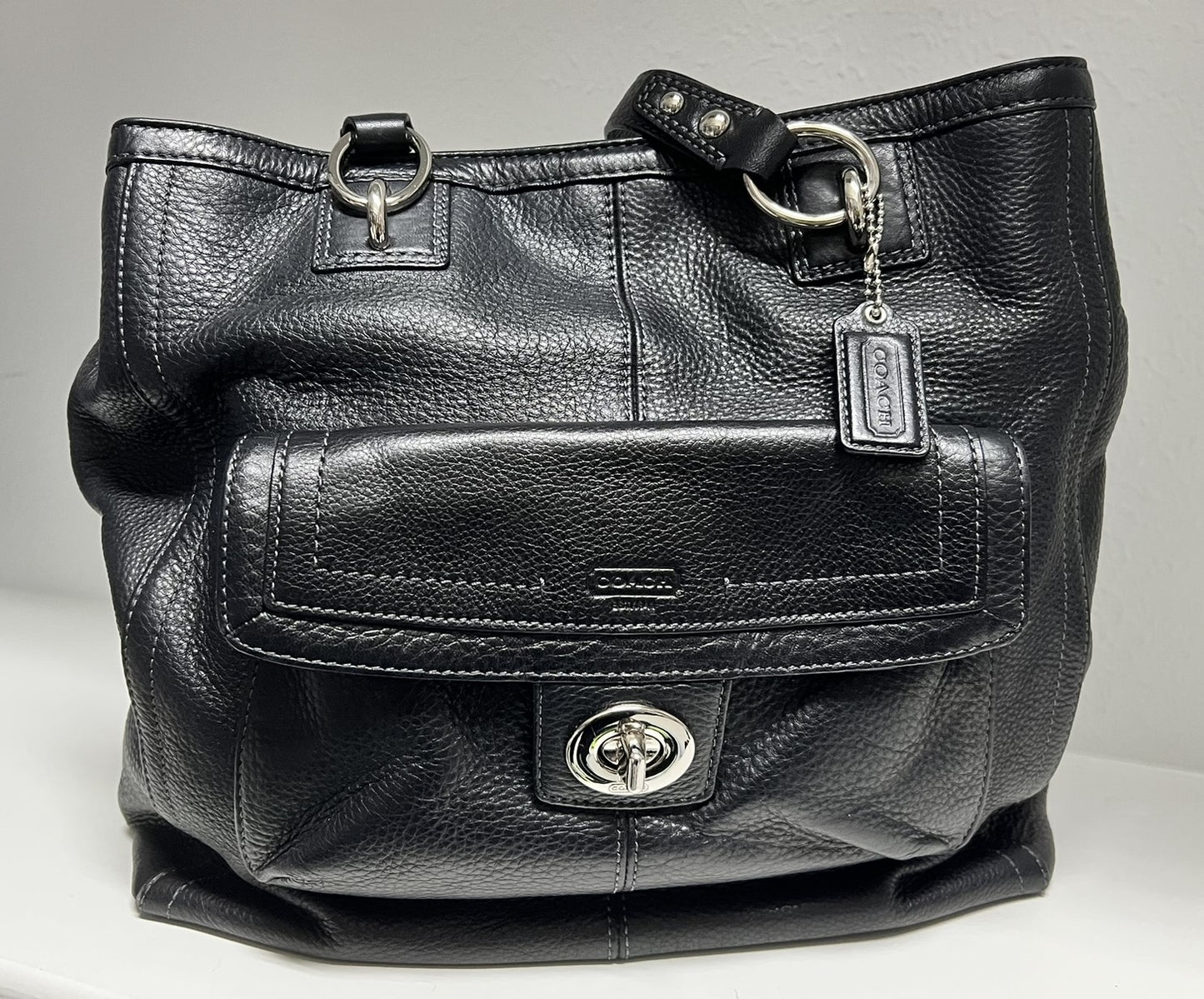Black Coach Soho Shoulder Bag with Silver Hardware