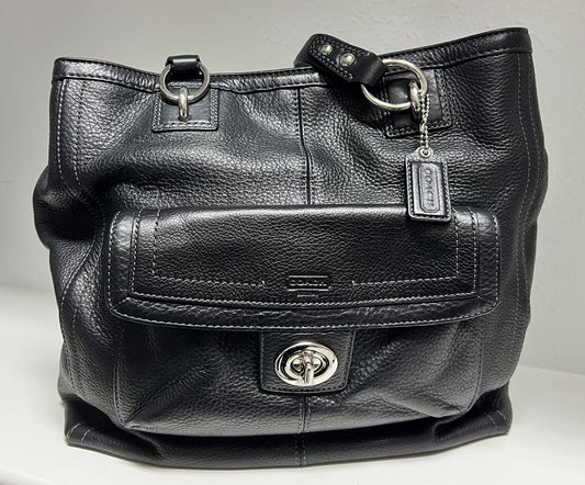 Black Coach Soho Shoulder Bag with Silver Hardware