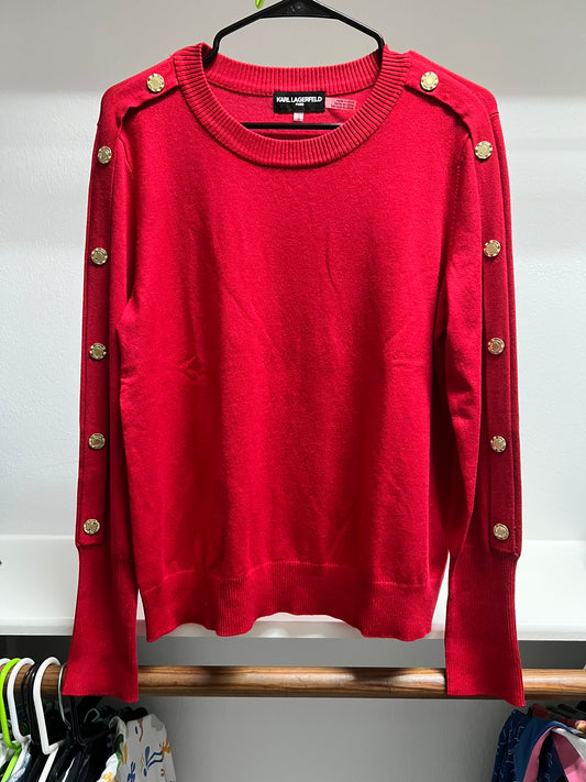 Karl Lagerfeld Paris Red Sweater with Gold Buttons
