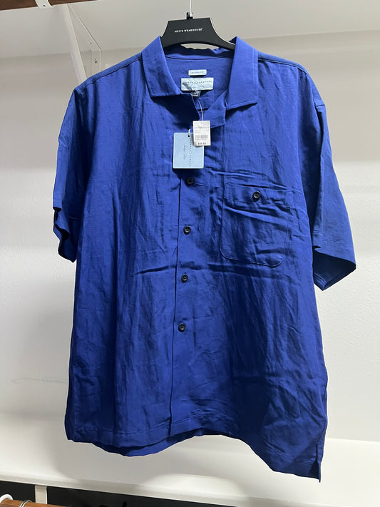 BRAND NEW! Joseph Abboud Modern Fit Indigo Blue Short-sleeve Button-up Shirt