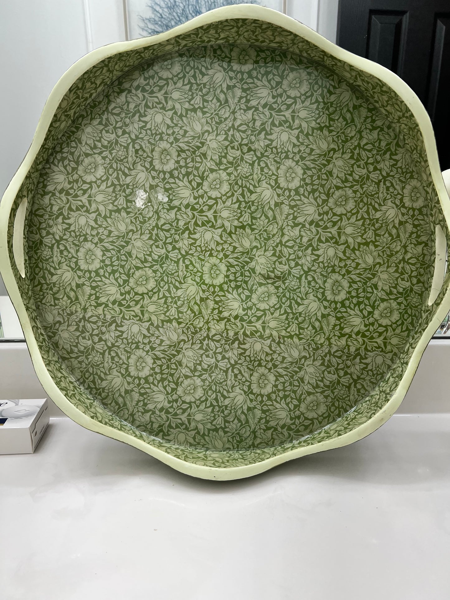 Green Floral Tray