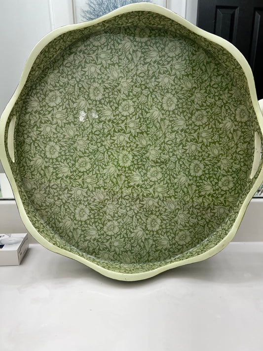 Green Floral Tray