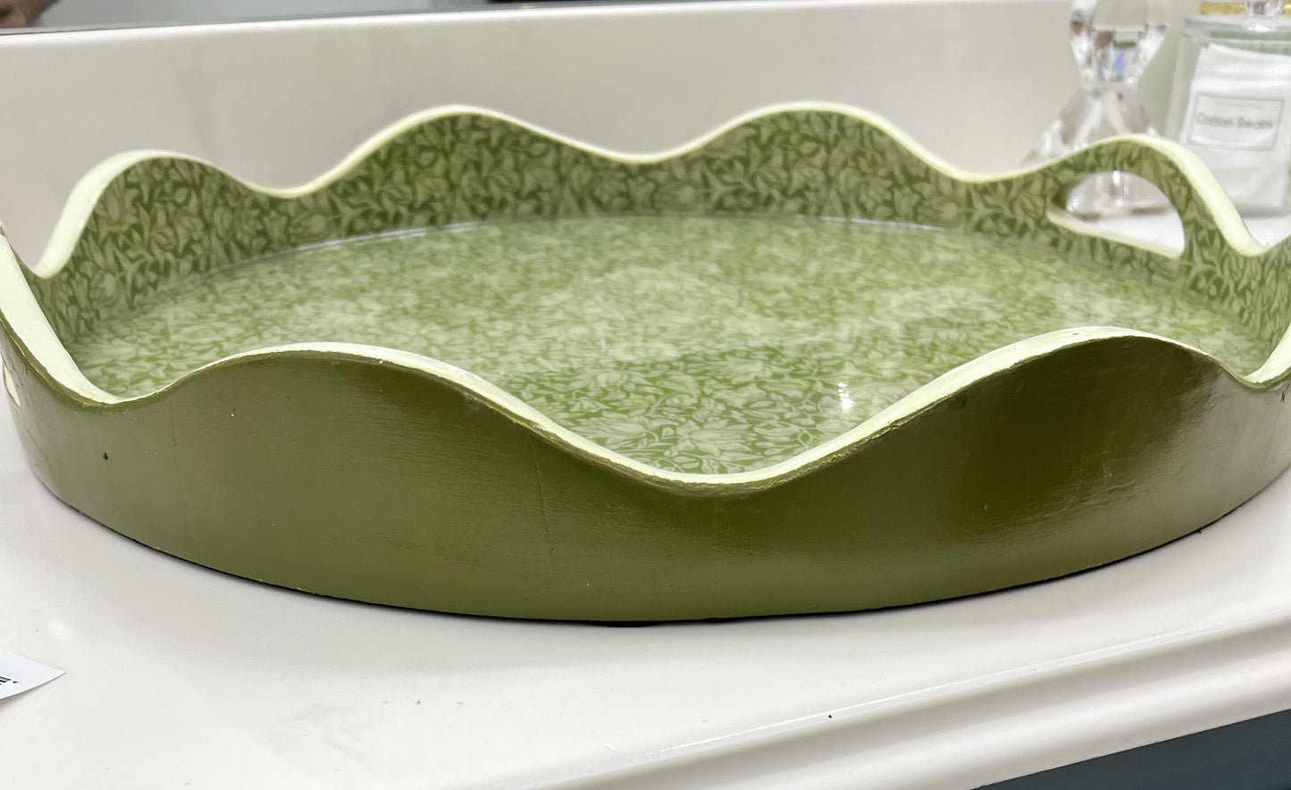 Green Floral Tray