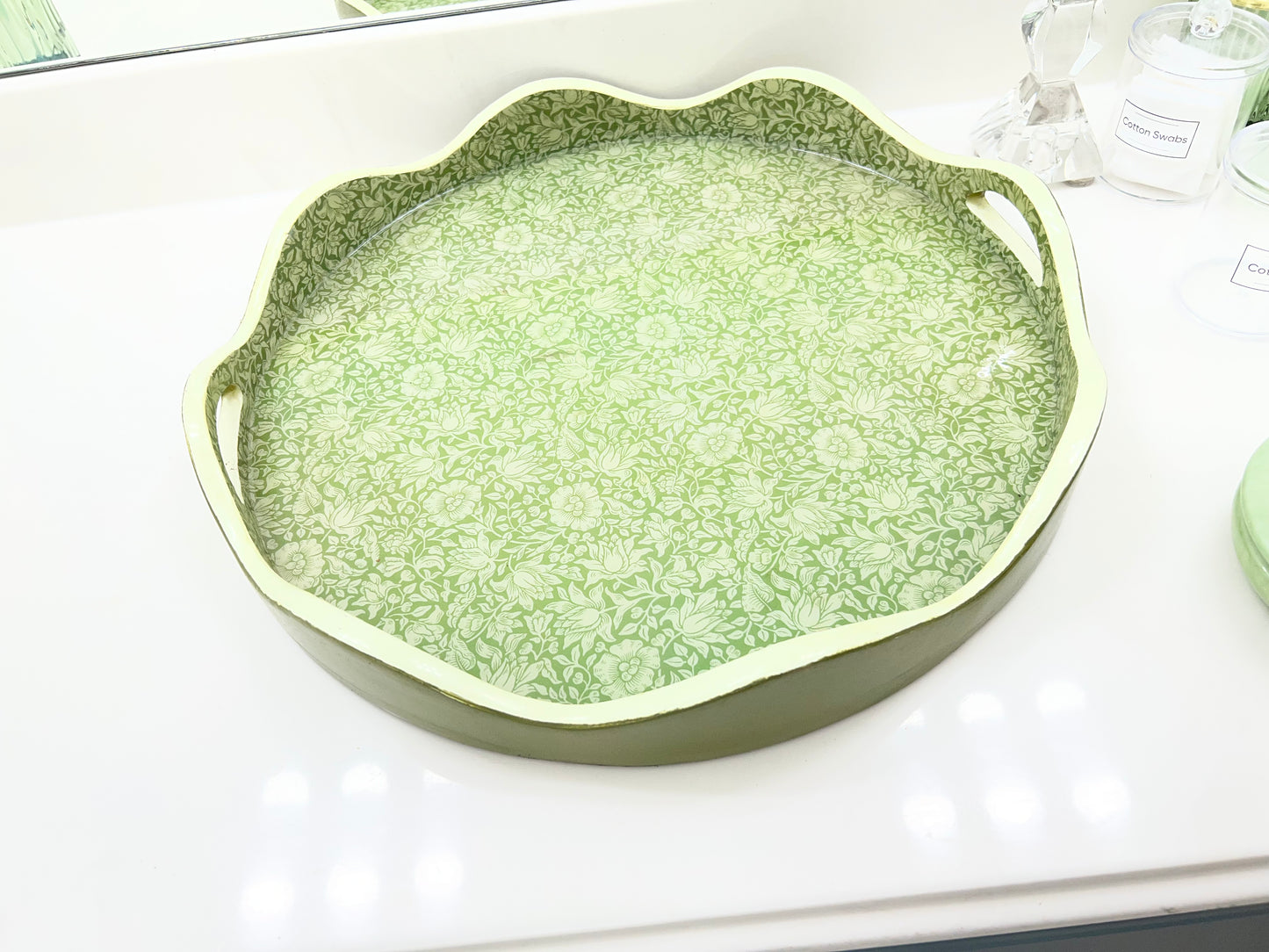 Green Floral Tray