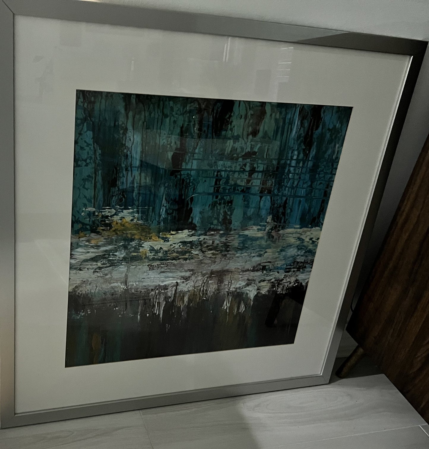 Modern Abstract Art in Silver Frame