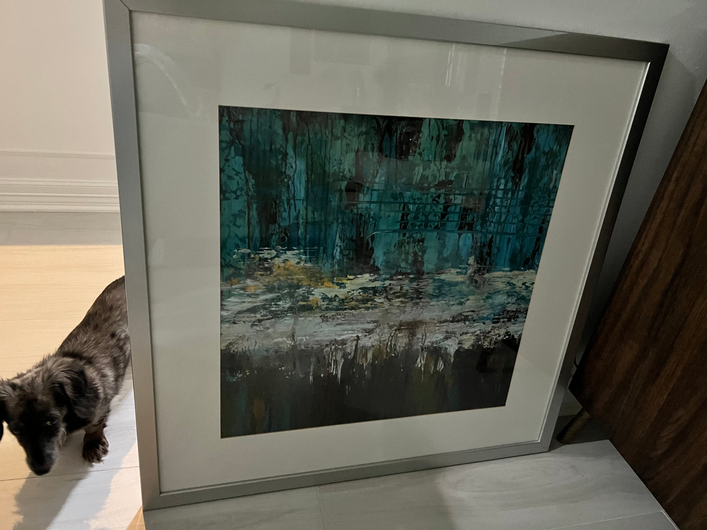 Modern Abstract Art in Silver Frame