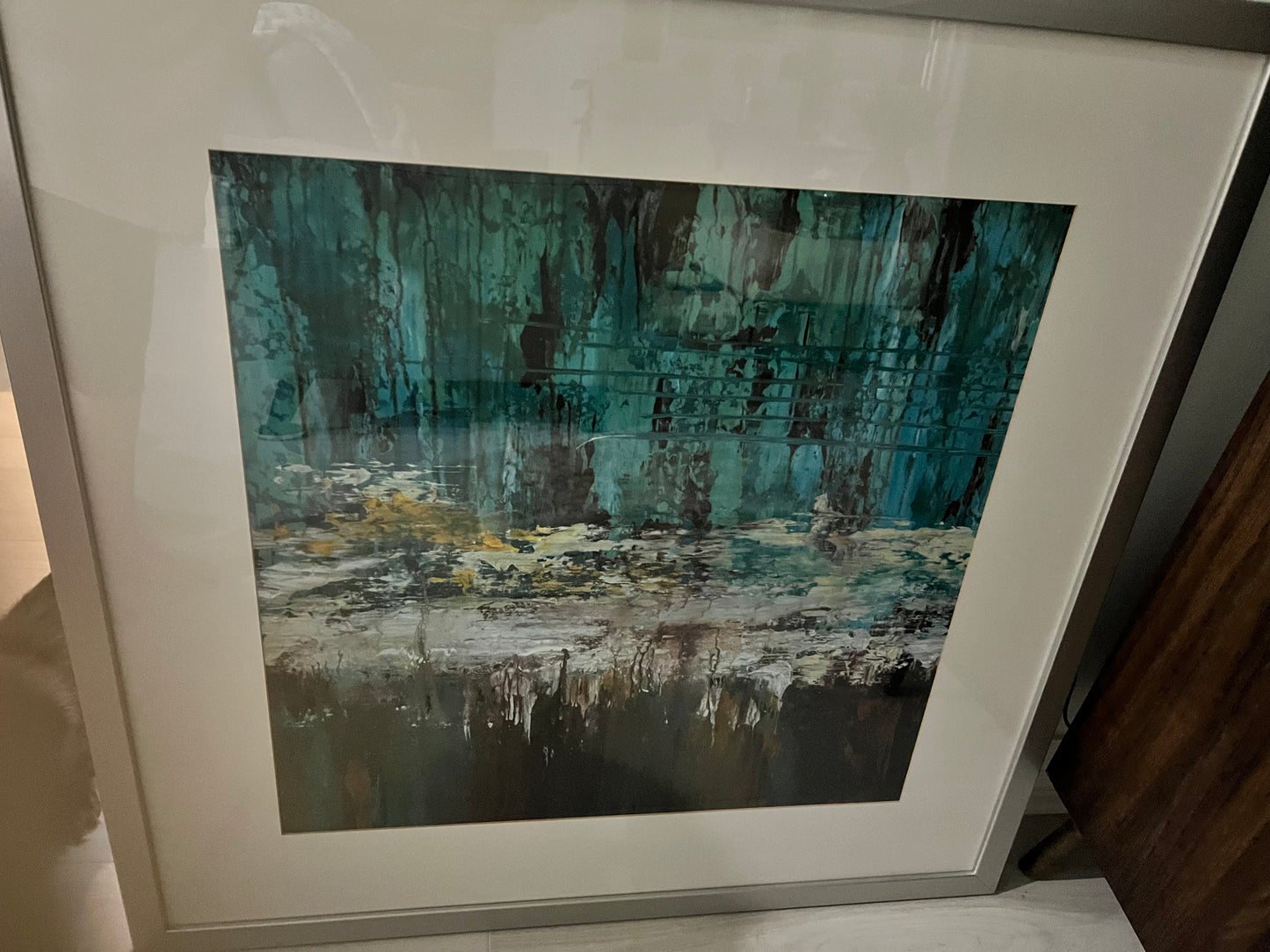 Modern Abstract Art in Silver Frame
