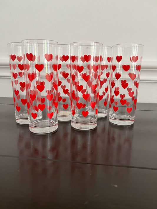 Vintage Heart Libbey Crisa Highball Tumblers