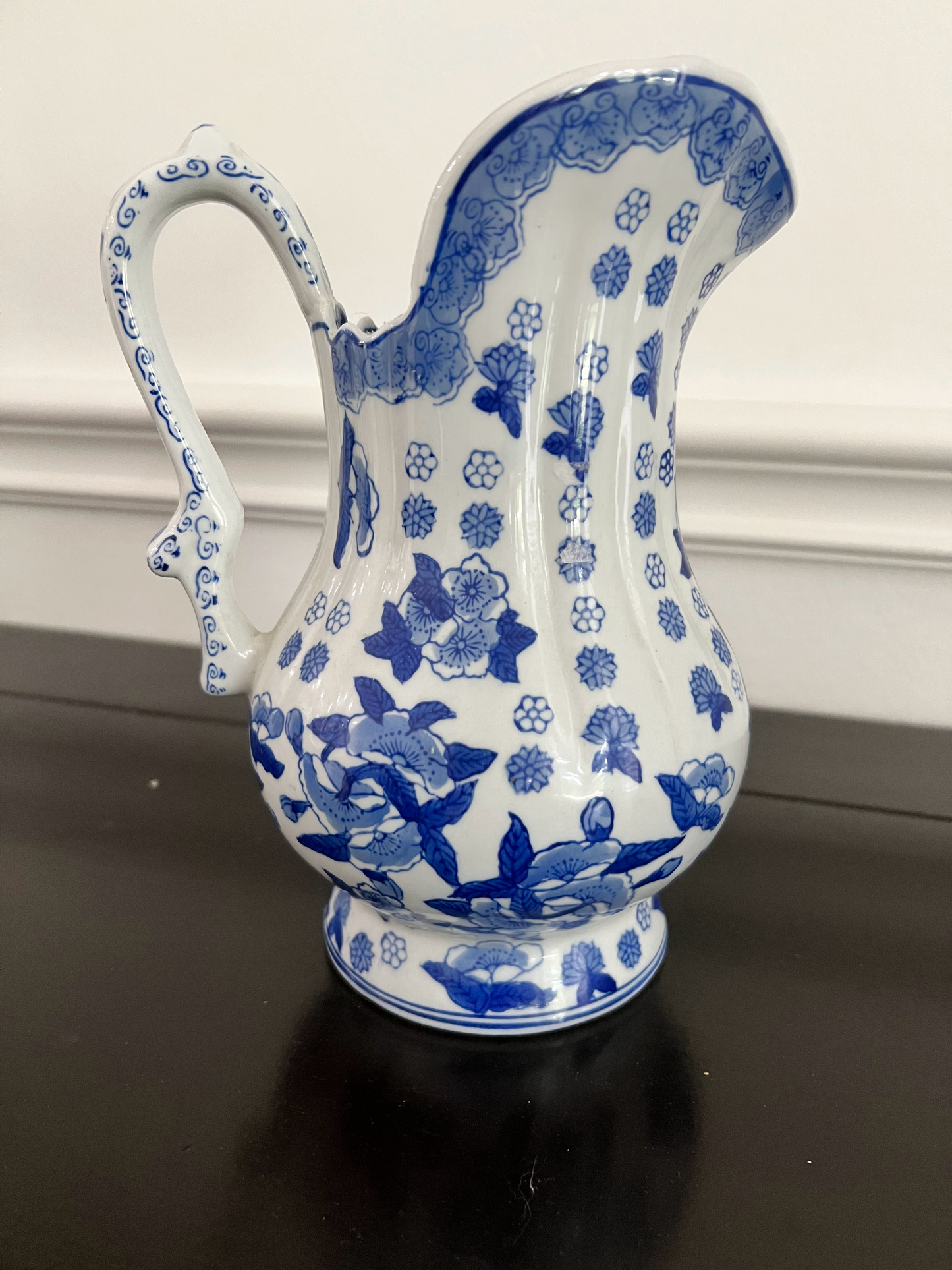 Andrea by Sadek Blue and White Chinoiserie Pitcher
