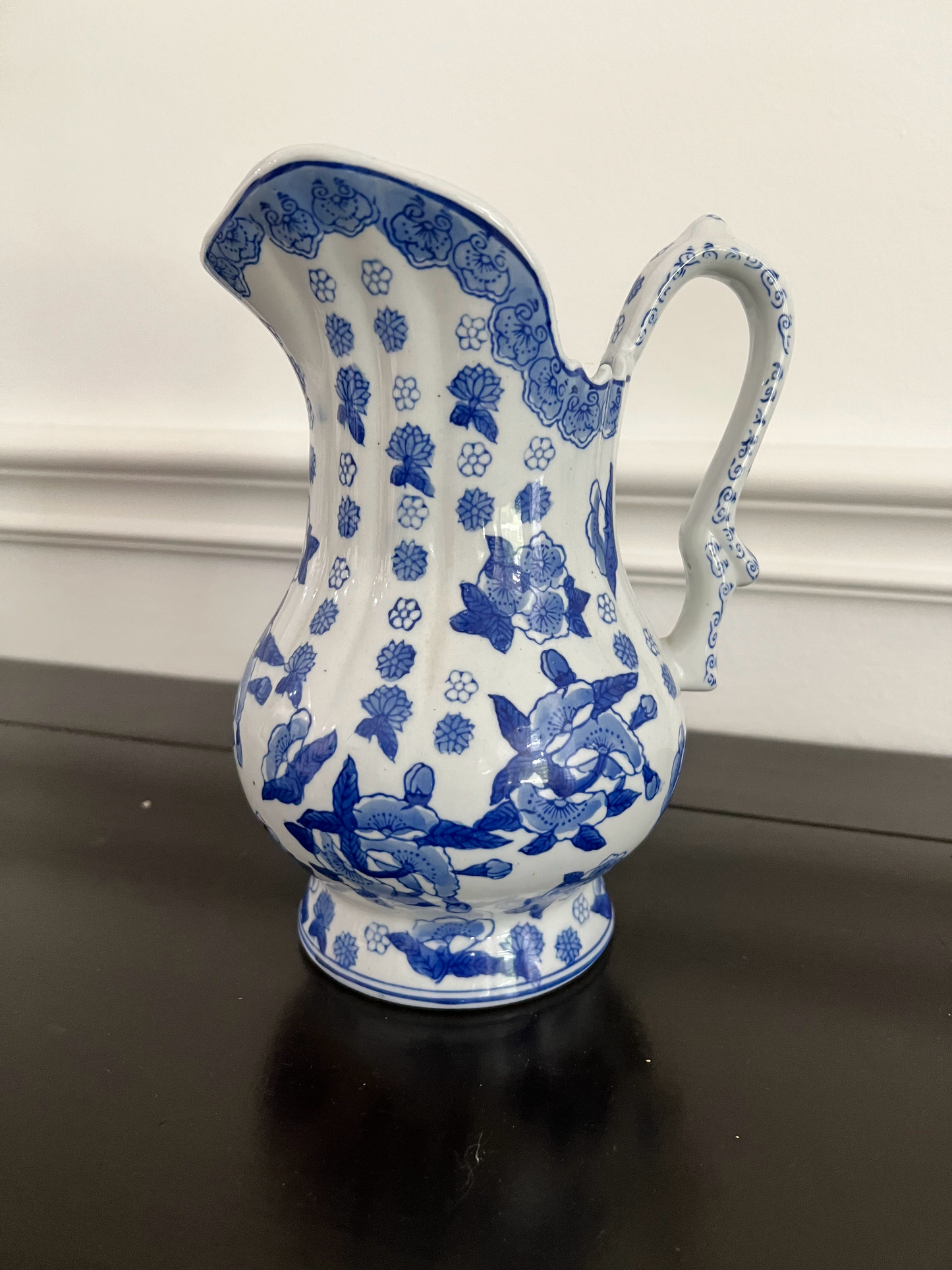 Andrea by Sadek Blue and White Chinoiserie Pitcher