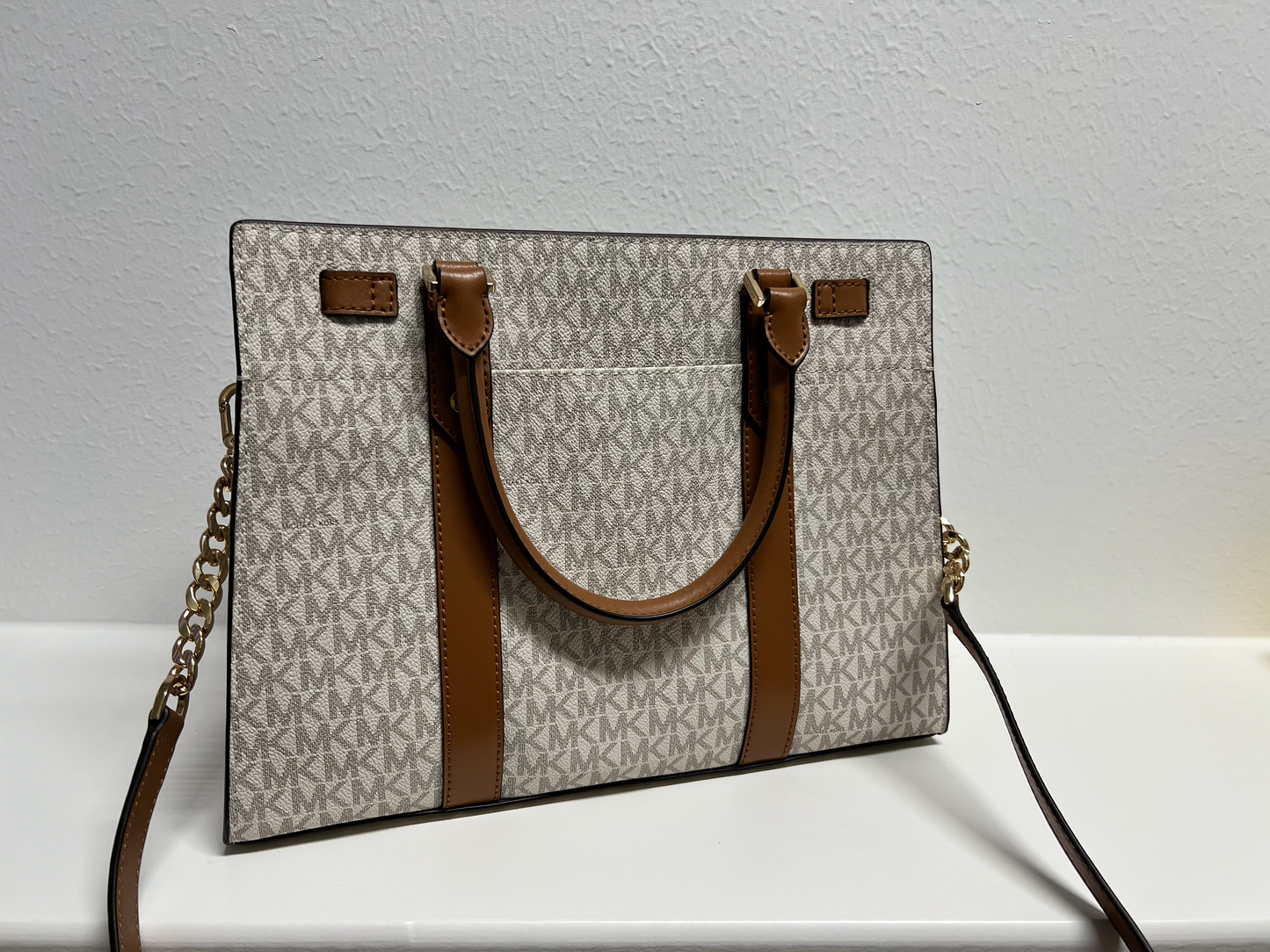 White and Brown Michael Kors Purse