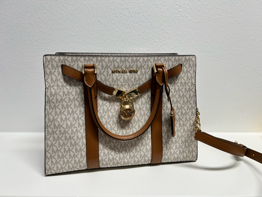 White and Brown Michael Kors Purse