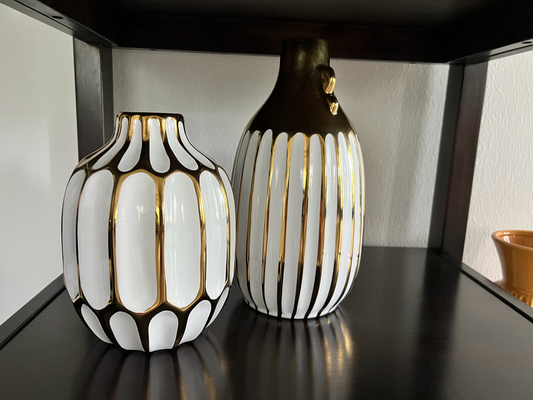 Two Gold and White Vases